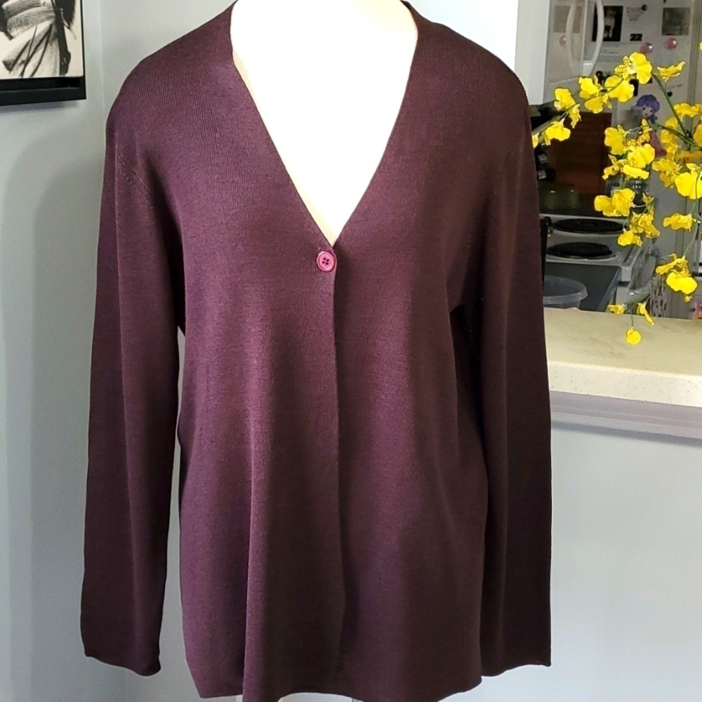 Talbots one button oversized small Vintage Brown cardegan sweater. Good used co…